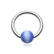 Cat Eye Stone Bead Captive Bead Ring