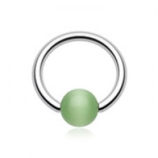 Cat Eye Stone Bead Captive Bead Ring