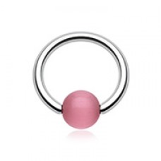 Cat Eye Stone Bead Captive Bead Ring