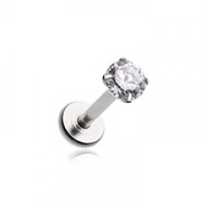 Round Internally Threaded Gem Flatback Cartilage Tragus Earring