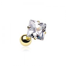Golden Square Gem Crystal Cartilage Tragus Earring