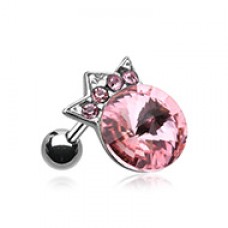 Crown Topped Gem Cartilage Tragus Earring