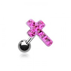 Cross Multi-Sprinkle Dot Multi-Gem Cartilage Tragus Earring