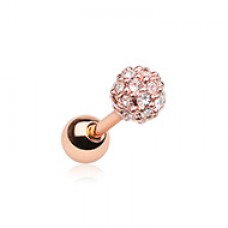 Rose Gold Full Dome Pave Cartilage Tragus Earring