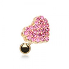 Golden Multi-Sprinkle Dot Heart Multi-Gem Cartilage Tragus Earring