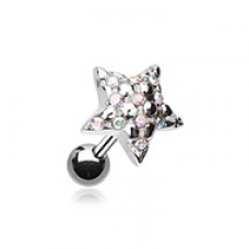 Fluffy Star Multi-Gem Cartilage Tragus Earring