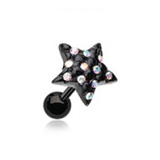 Blackline Star Multi-Gem Cartilage Tragus Earring