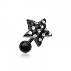 Blackline Star Multi-Gem Cartilage Tragus Earring