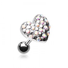 Fluffy Heart Multi-Gem Cartilage Tragus Earring