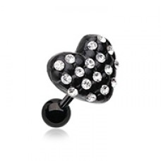 Blackline Heart Multi-Gem Cartilage Tragus Earring