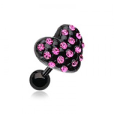 Blackline Heart Multi-Gem Cartilage Tragus Earring
