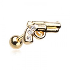 Golden Sparkle Gun Pistol Cartilage Tragus Earring