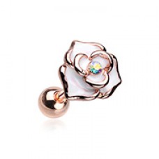 Rose Gold White Rose Sparkle Cartilage Tragus Earring