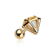 Golden Urban Iridescent Diamond Cartilage Tragus Earring