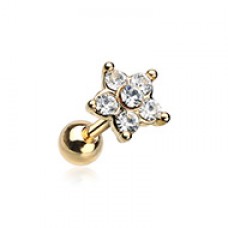 Golden Starburst Sparkle Flower Cartilage Tragus Earring