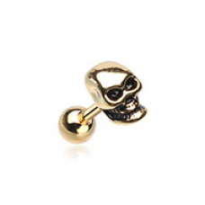 Golden Skull Head Cartilage Tragus Earring