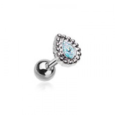 Sparkling Glitter Ornate Teardrop Cartilage Tragus Earring