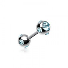 Double Aurora Gem Ball Steel Cartilage Tragus Barbell