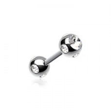 Double Aurora Gem Ball Steel Cartilage Tragus Barbell