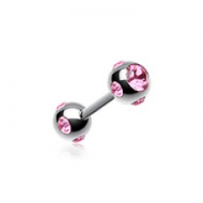 Double Aurora Gem Ball Steel Cartilage Tragus Barbell