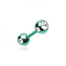 Colorline PVD Double Aurora Gem Ball Steel Cartilage Tragus Barbell