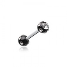 Double Aurora Gem Ball Acrylic Top Cartilage Tragus Barbell