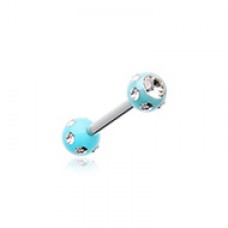 Double Aurora Gem Ball Acrylic Top Cartilage Tragus Barbell