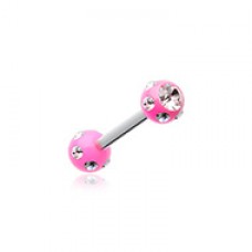 Double Aurora Gem Ball Acrylic Top Cartilage Tragus Barbell