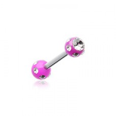 Double Aurora Gem Ball Acrylic Top Cartilage Tragus Barbell