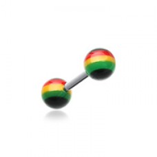 Rasta Stripe UV Acrylic Cartilage Tragus Barbell