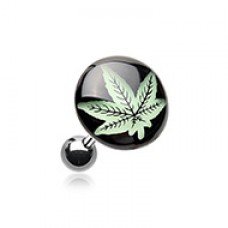 Glow in the Dark Cannabis Weed Cartilage Tragus Earring