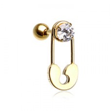 Golden Sparkle Safety Pin Cartilage Tragus Earring