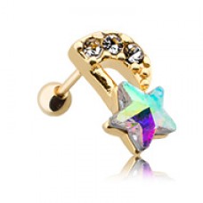 Golden Celestial Shooting Star Cartilage Tragus Earring