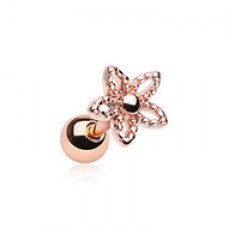 Rose Gold Ornate Five Petal Cut Out Spring Flower Cartilage Tragus Earring