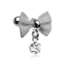 Dainty Mesh Bow Gem Cartilage Tragus Earring