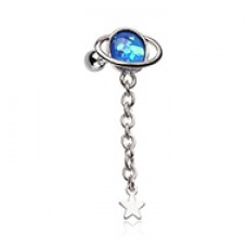 Opal Saturn Planet Star Dangle Cartilage Tragus Earring