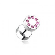 Multi Gem Encircled Steel Fake Plug 