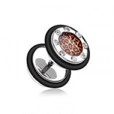Leopard Gem Rimmed Steel Fake Plug 