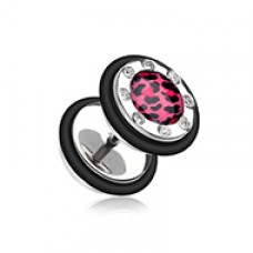 Leopard Gem Rimmed Steel Fake Plug 