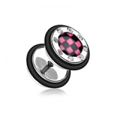 Checker Gem Rimmed Steel Fake Plug 