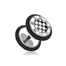 Checker Gem Rimmed Steel Fake Plug 