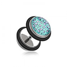 Glow in the Dark Cheetah Print Steel Fake Plug with O-Rings