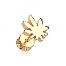 Golden Pot Leaf Steel Fake Plug 