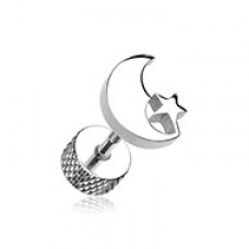 Crescent Moon & Star Steel Fake Plug 