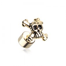 Golden Pirate Skull Steel Fake Plug 