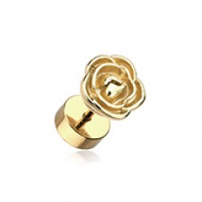 Golden Rose Blossom Steel Fake Plug 