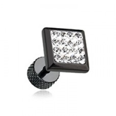 Blackline Square Multi-Sprinkle Dot Multi Gem Steel Fake Plug 