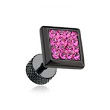 Blackline Square Multi-Sprinkle Dot Multi Gem Steel Fake Plug 