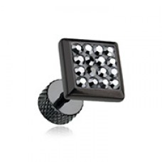 Blackline Square Multi-Sprinkle Dot Multi Gem Steel Fake Plug 