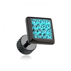 Blackline Square Multi-Sprinkle Dot Multi Gem Steel Fake Plug 